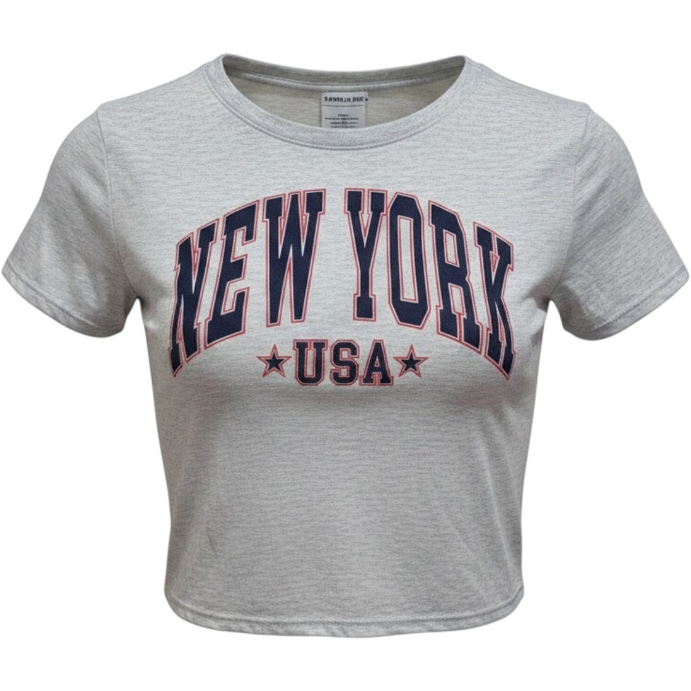 Where I'm From Gray New York USA Cropped T Shirt Womens Size XL/TG